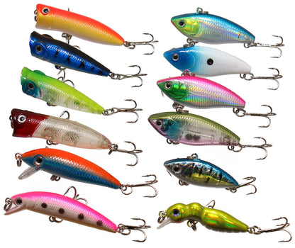 LotFancy 30 Topwater Fishing Lures with Hooks, Bass Bait Trout Lures with Propeller Tail