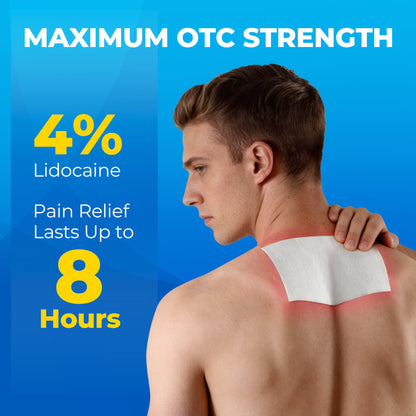MEDLOT Lidocaine Patches for Back Pain and Sciatica, 16 Count, 4% Maximum OTC Strength, Pain Relief Patches for Knee, Shoulder, Neck, Ankle, Nerve, Joint & Muscle Pain, Unscented