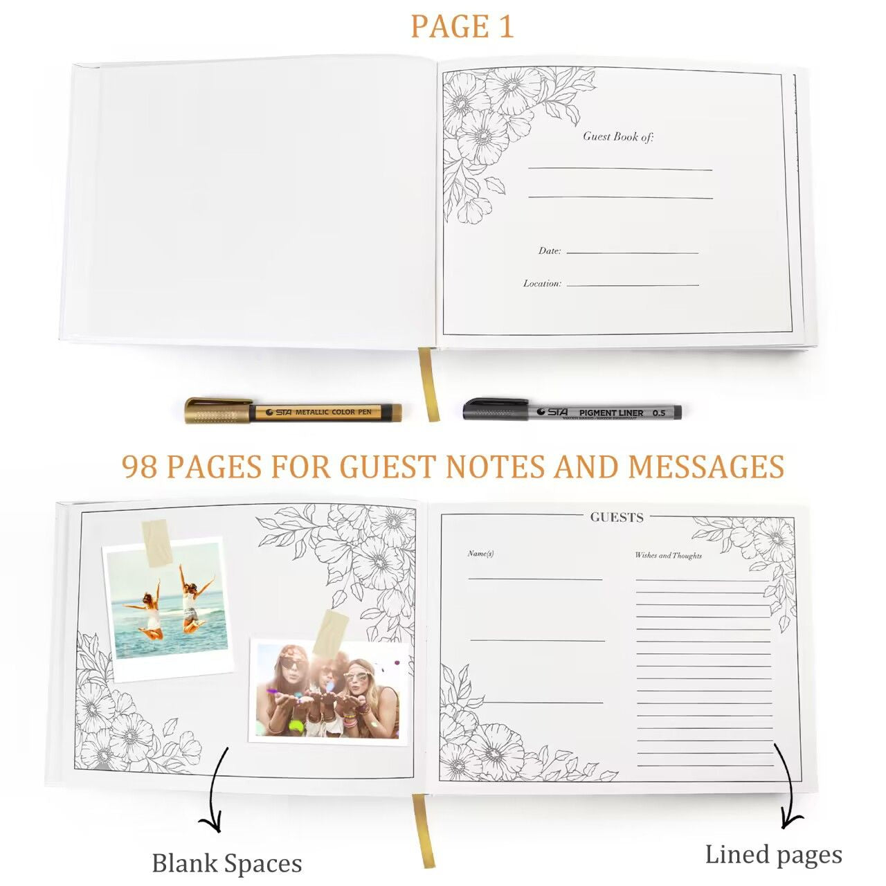 LotFancy Wedding Guest Book, 10x8’’ Sign in Book