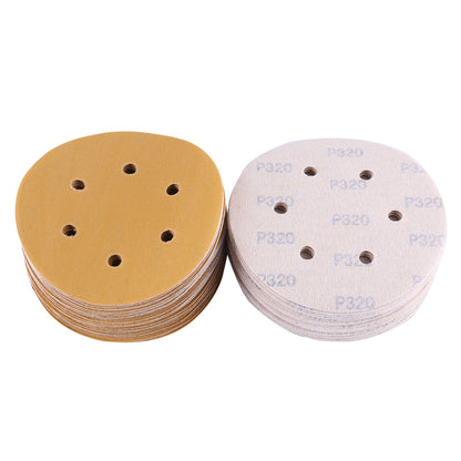 LotFancy 6 Inch 6 Hole Sanding Discs, 100Pcs Sandpaper Assortment - Random Orbital Sander Pad, Hook and Loop Sand Paper