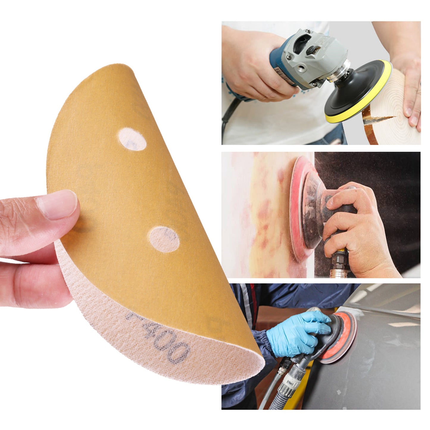 LotFancy 5-Inch 5-Hole Dustless Hook-and-Loop Sanding Disc Sander Paper