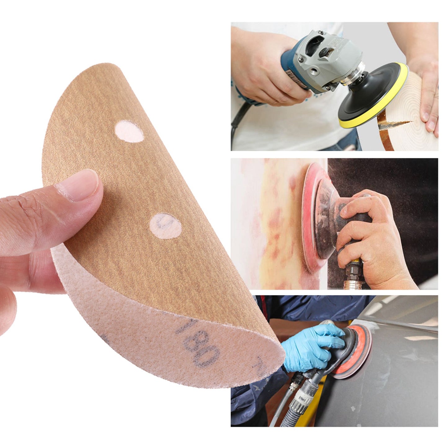 LotFancy 5-Inch 5-Hole Dustless Hook-and-Loop Sanding Disc Sander Paper