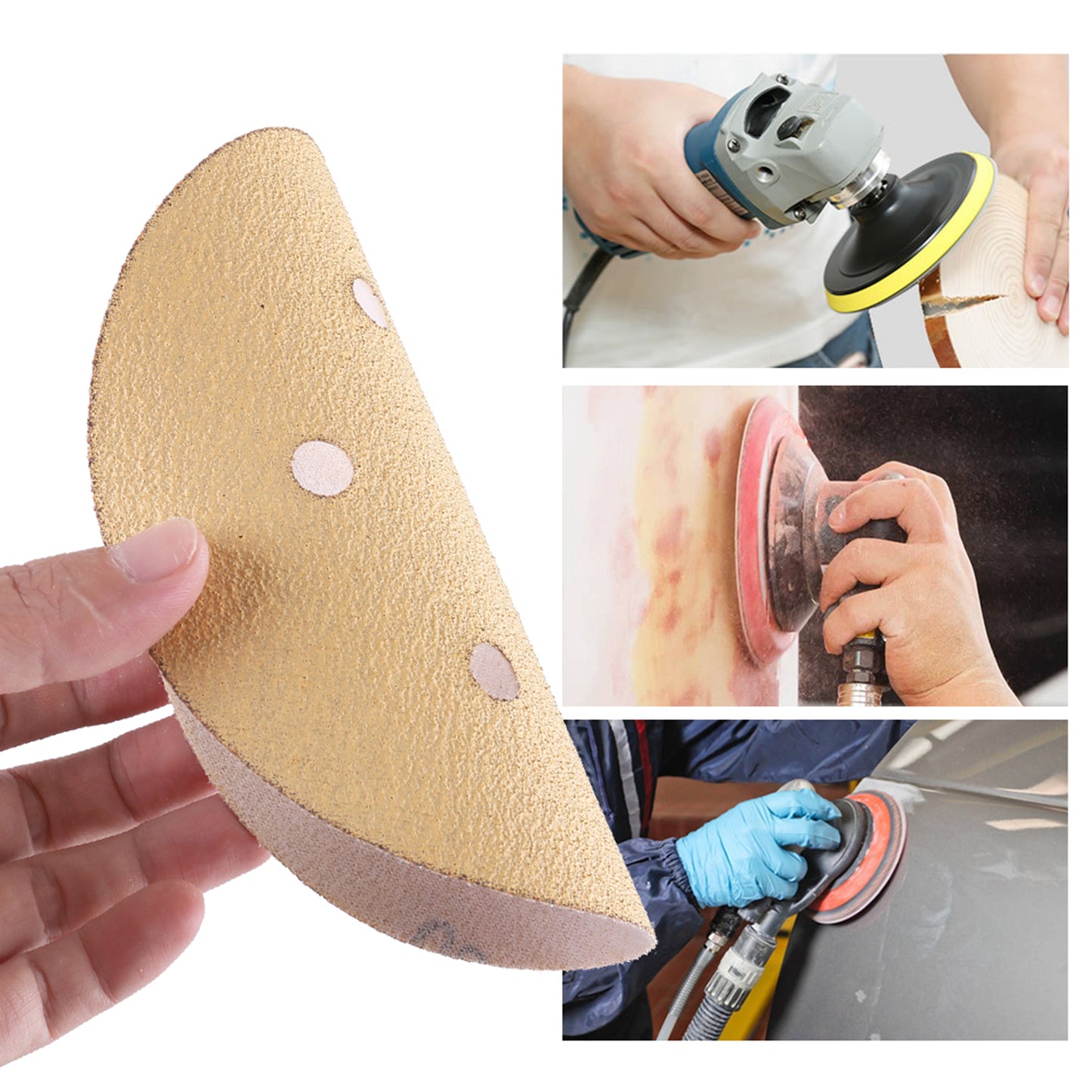 LotFancy 6 Inch 6 Hole Sanding Discs, 100Pcs Sandpaper Assortment - Random Orbital Sander Pad, Hook and Loop Sand Paper