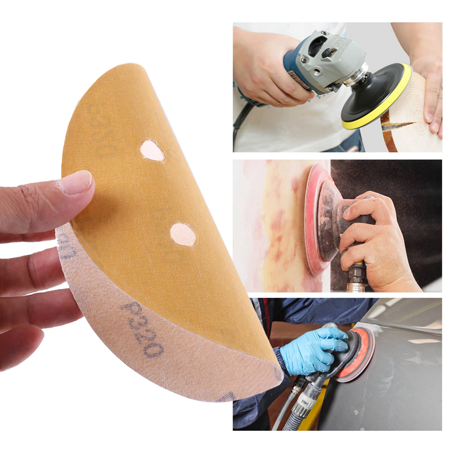 LotFancy 6 Inch 6 Hole Sanding Discs, 100Pcs Sandpaper Assortment - Random Orbital Sander Pad, Hook and Loop Sand Paper