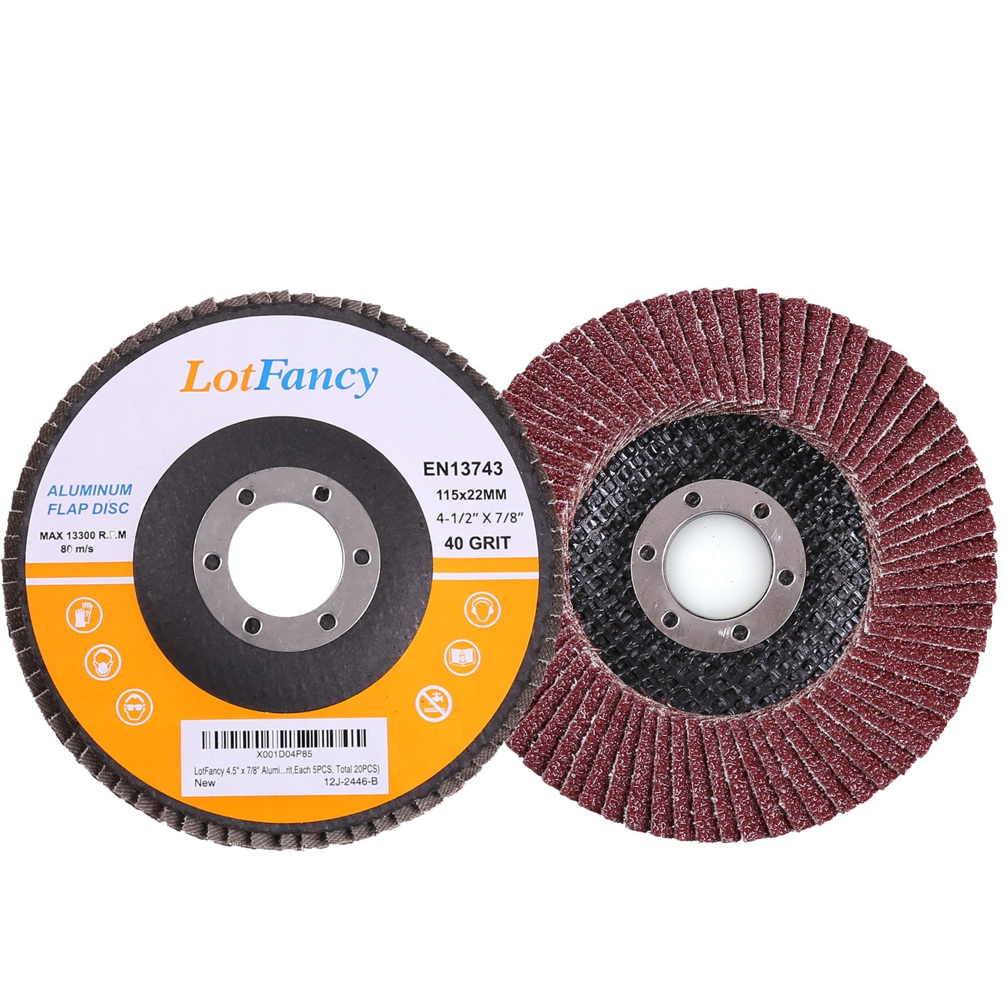 LotFancy Flap Disc 4 1/2 in, 20Pcs, 40-120 Grit Grinding Sanding Wheels, Type #27