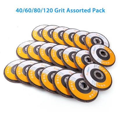 LotFancy Flap Disc 4 1/2 in, 20Pcs, 40-120 Grit Grinding Sanding Wheels, Type #27
