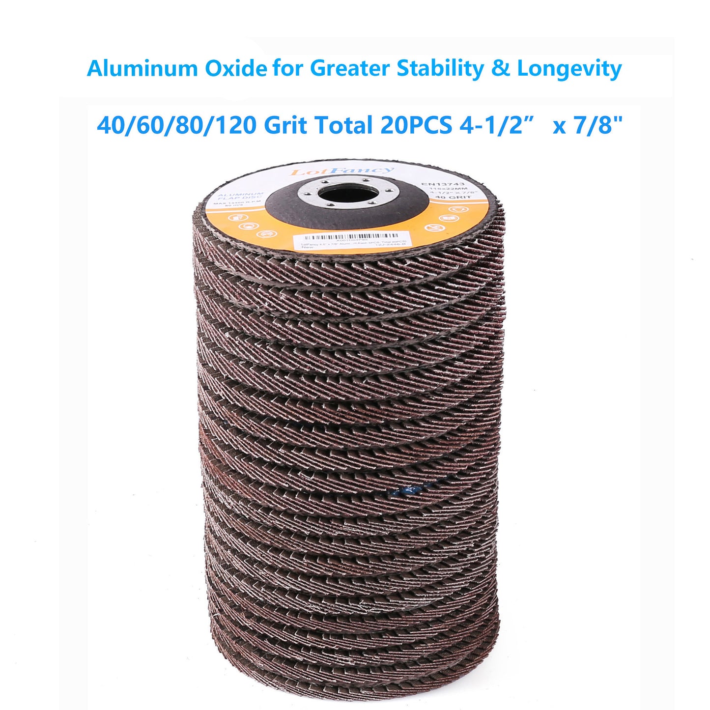 LotFancy Flap Disc 4 1/2 in, 20Pcs, 40-120 Grit Grinding Sanding Wheels, Type #27
