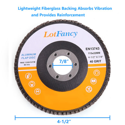 LotFancy Flap Disc 4 1/2 in, 20Pcs, 40-120 Grit Grinding Sanding Wheels, Type #27