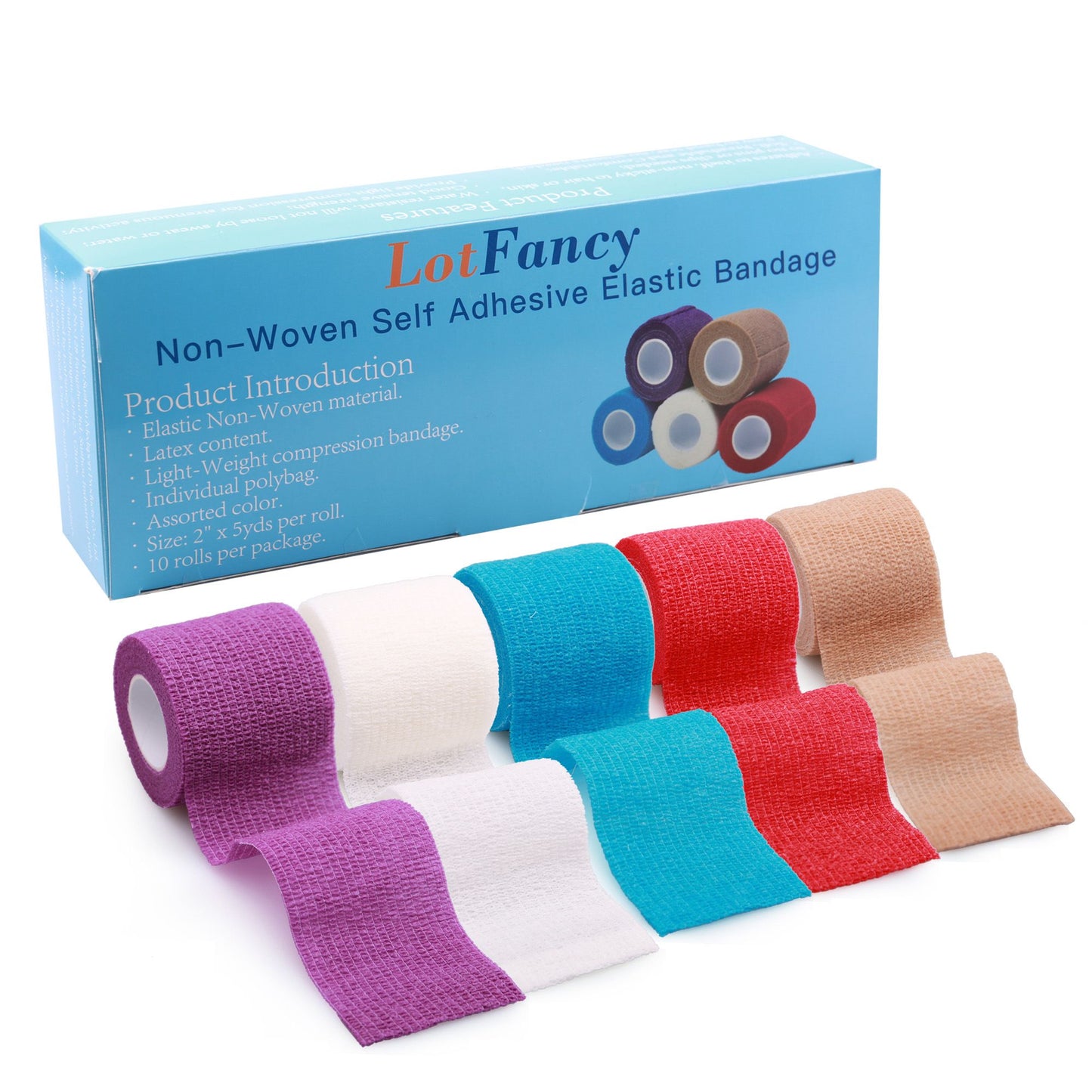 LotFancy Self Adhesive Bandage Wrap, Breathable Sports Tape, First Aid Medical Tape