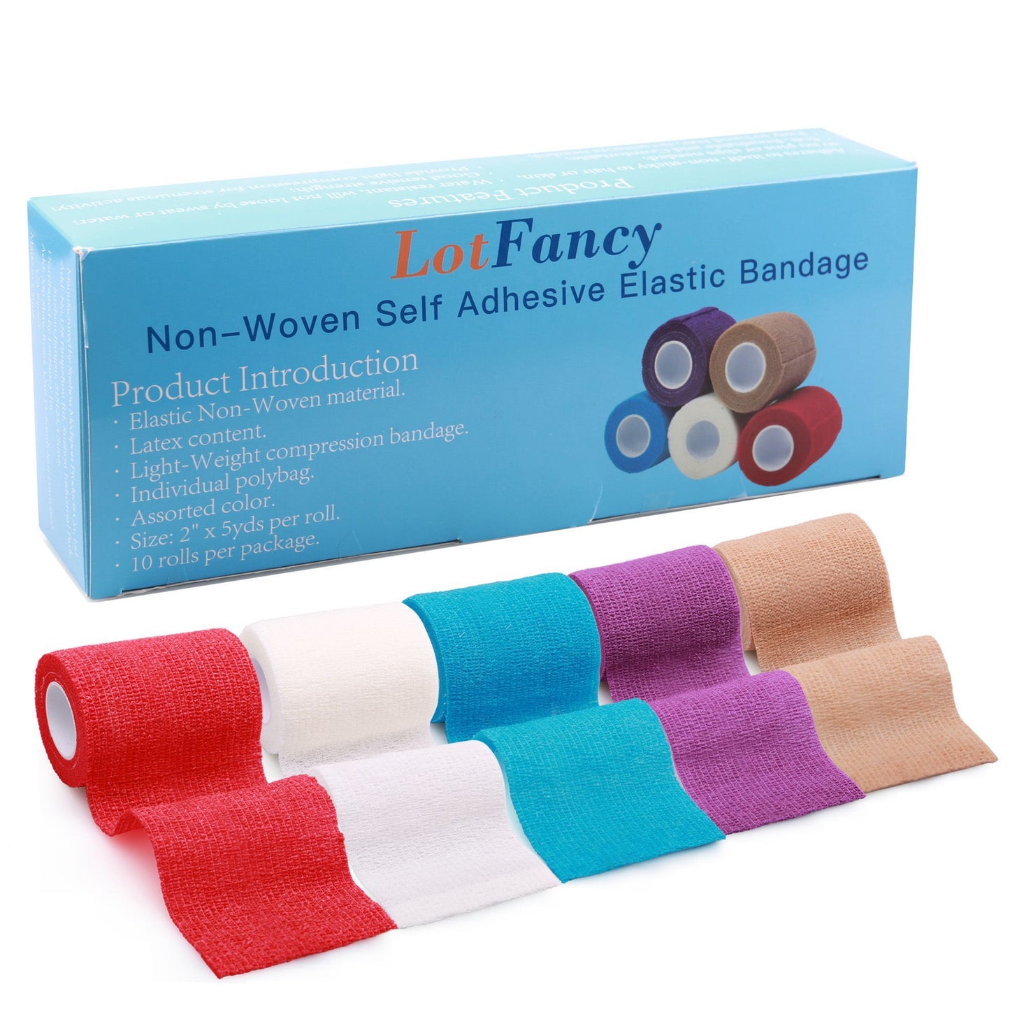 LotFancy Self Adhesive Bandage Wrap, Breathable Sports Tape, First Aid Medical Tape