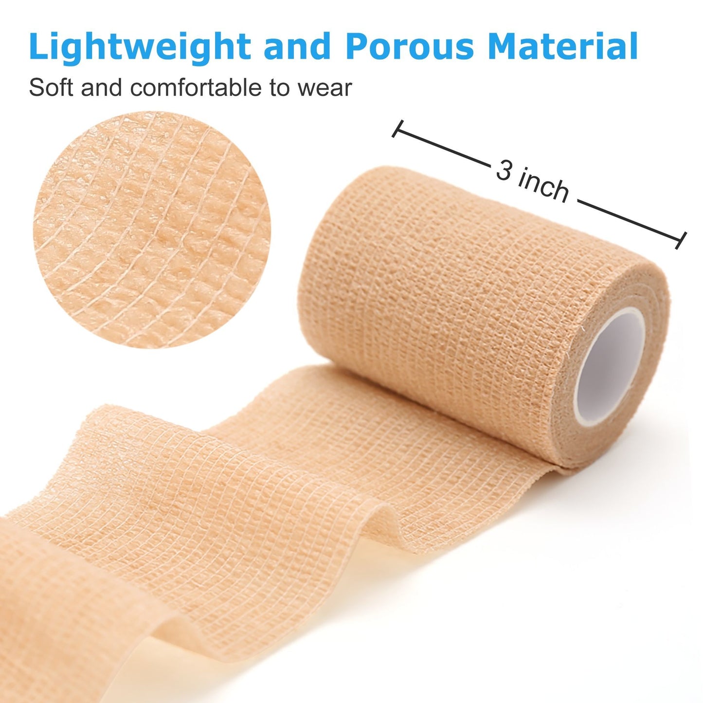 LotFancy Self Adhesive Bandage Wrap, Breathable Sports Tape, First Aid Medical Tape