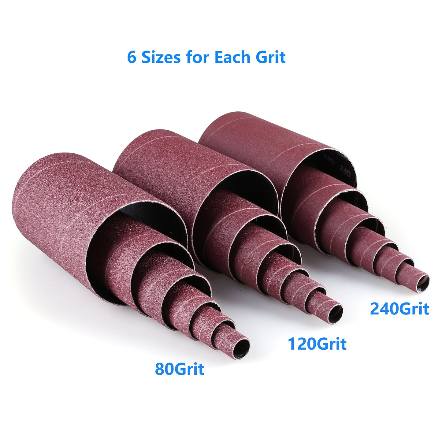 LotFancy Aluminum Oxide Abrasive Spindle Sanding Sleeves