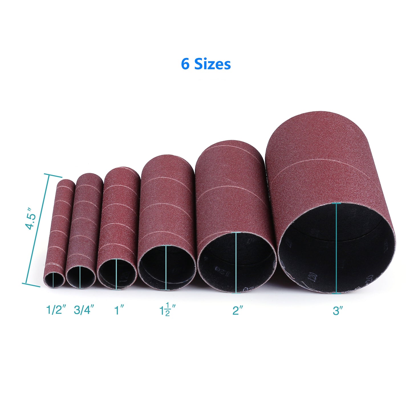 LotFancy Aluminum Oxide Abrasive Spindle Sanding Sleeves