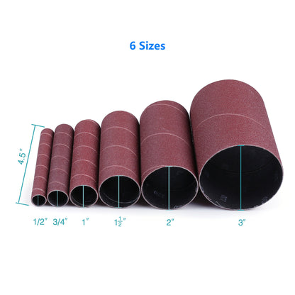 LotFancy Aluminum Oxide Abrasive Spindle Sanding Sleeves