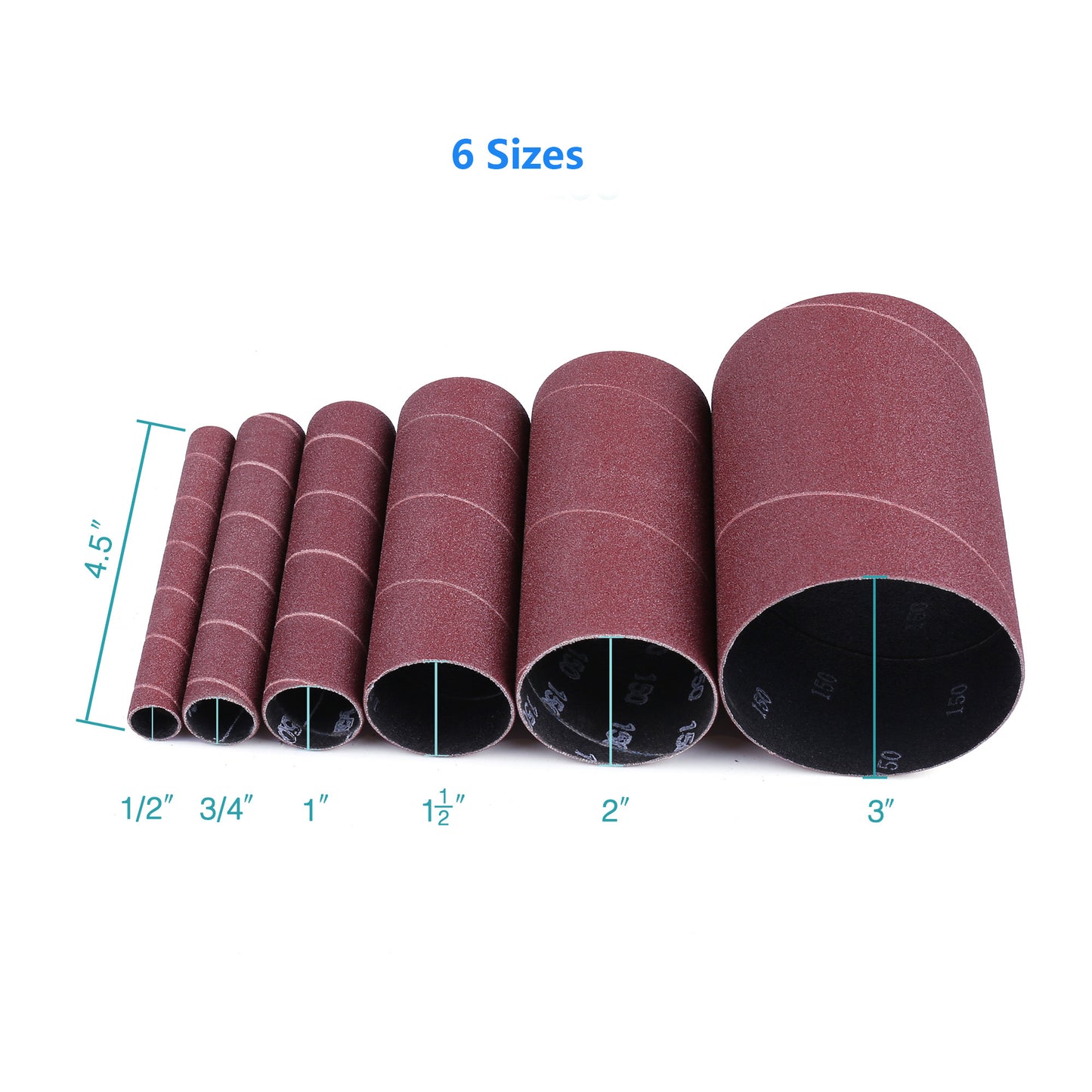 LotFancy Aluminum Oxide Abrasive Spindle Sanding Sleeves