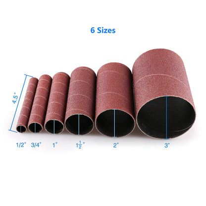 LotFancy Aluminum Oxide Abrasive Spindle Sanding Sleeves