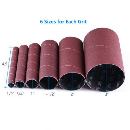 LotFancy Aluminum Oxide Abrasive Spindle Sanding Sleeves