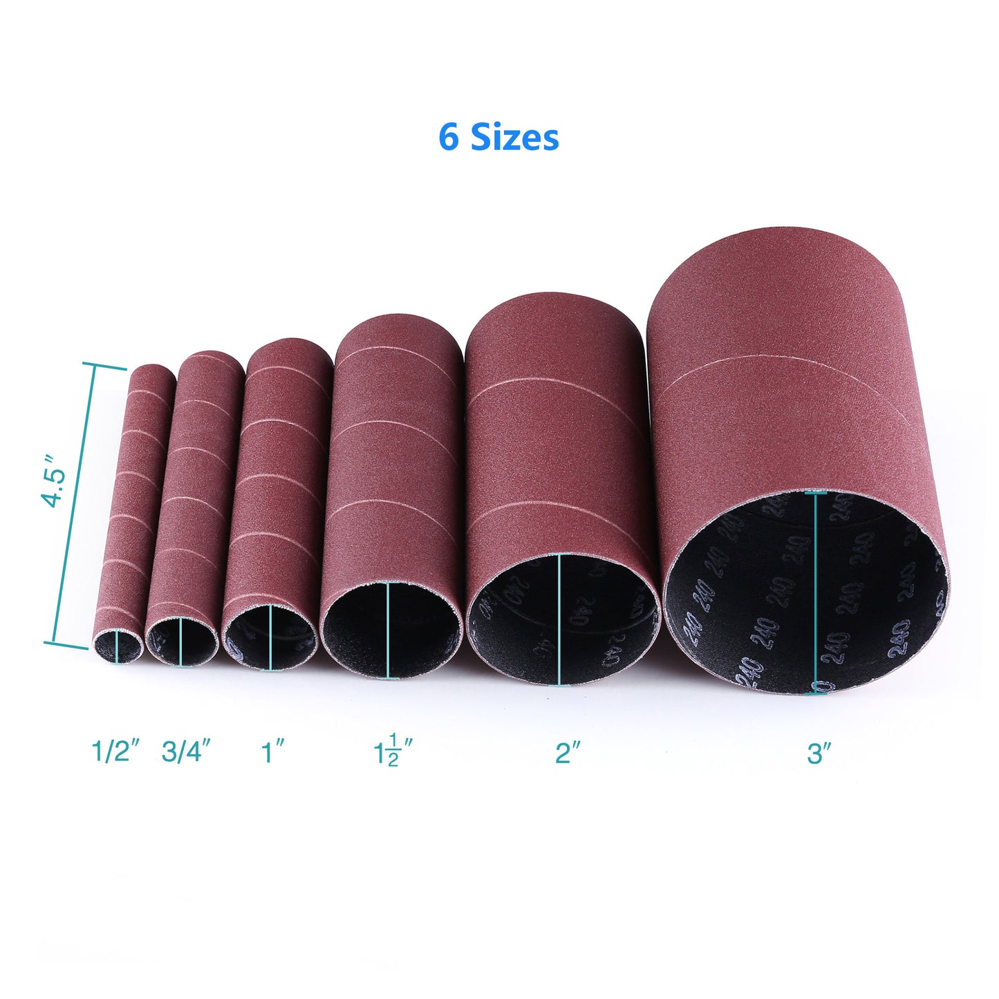 LotFancy Aluminum Oxide Abrasive Spindle Sanding Sleeves