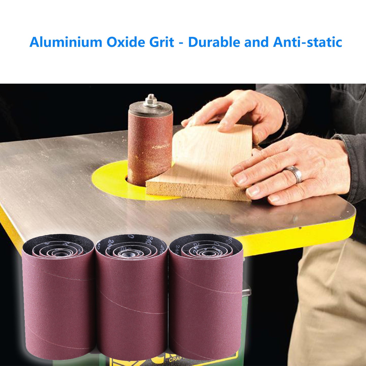 LotFancy Aluminum Oxide Abrasive Spindle Sanding Sleeves