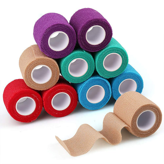 LotFancy Vet Wrap, 3 4 5 inch x 5 Yards, 10 Pack Self Adhesive Bandage Wrap, Non-Woven Cohesive Bandage, First Aid Tape for Horses Dogs Cats Elbow Ankle, Assorted Color