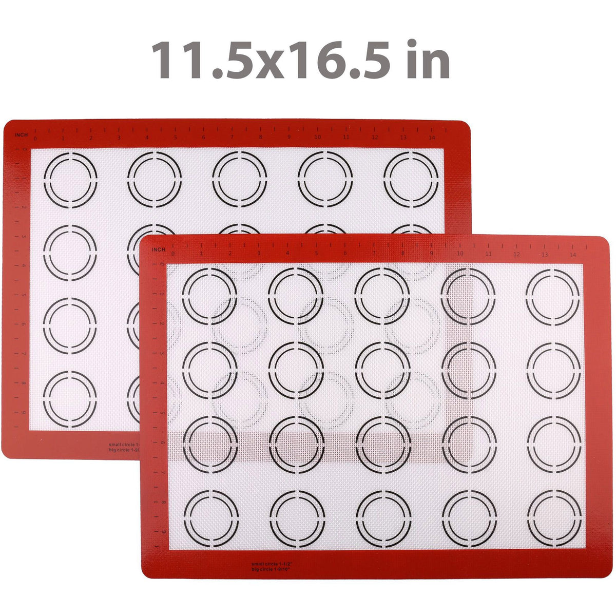 LotFancy Macaron Silicone Baking Mat, 16.5 x 11.5 in, 2Pcs Reusable Half Baking Sheet