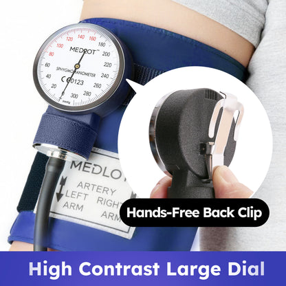 LotFancy Aneroid Sphygmomanometer, Manual Blood Pressure Cuff with D-Ring, BP Cuff 10"-16",Blue