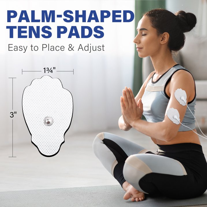 LotFancy TENS Unit Pads, 22Pcs 1.8"x3" Snap Electrodes, Reusable TENS Replacement Pads