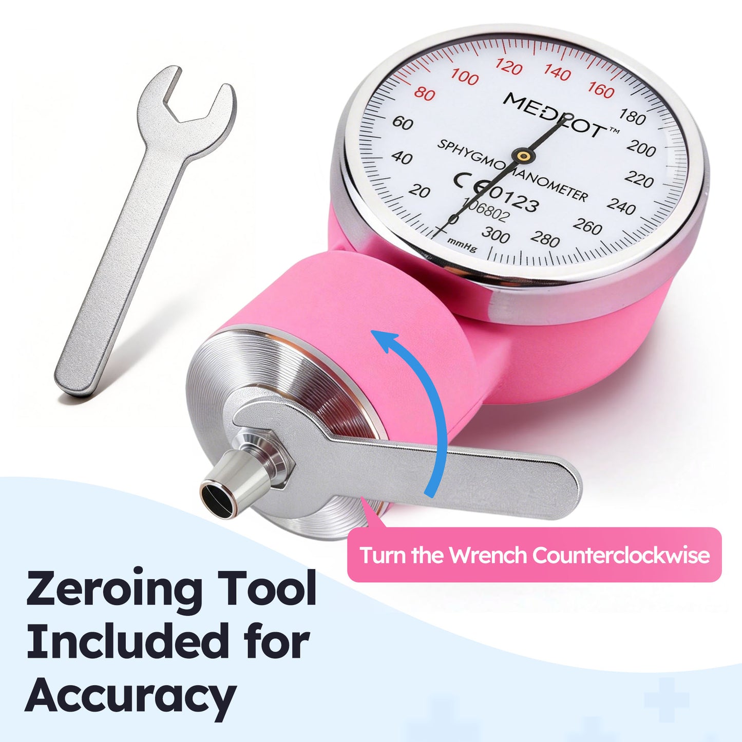 LotFancy Manual Blood Pressure Cuff, Aneroid Sphygmomanometer with D-Ring, BP Cuff 10"-16", Pink
