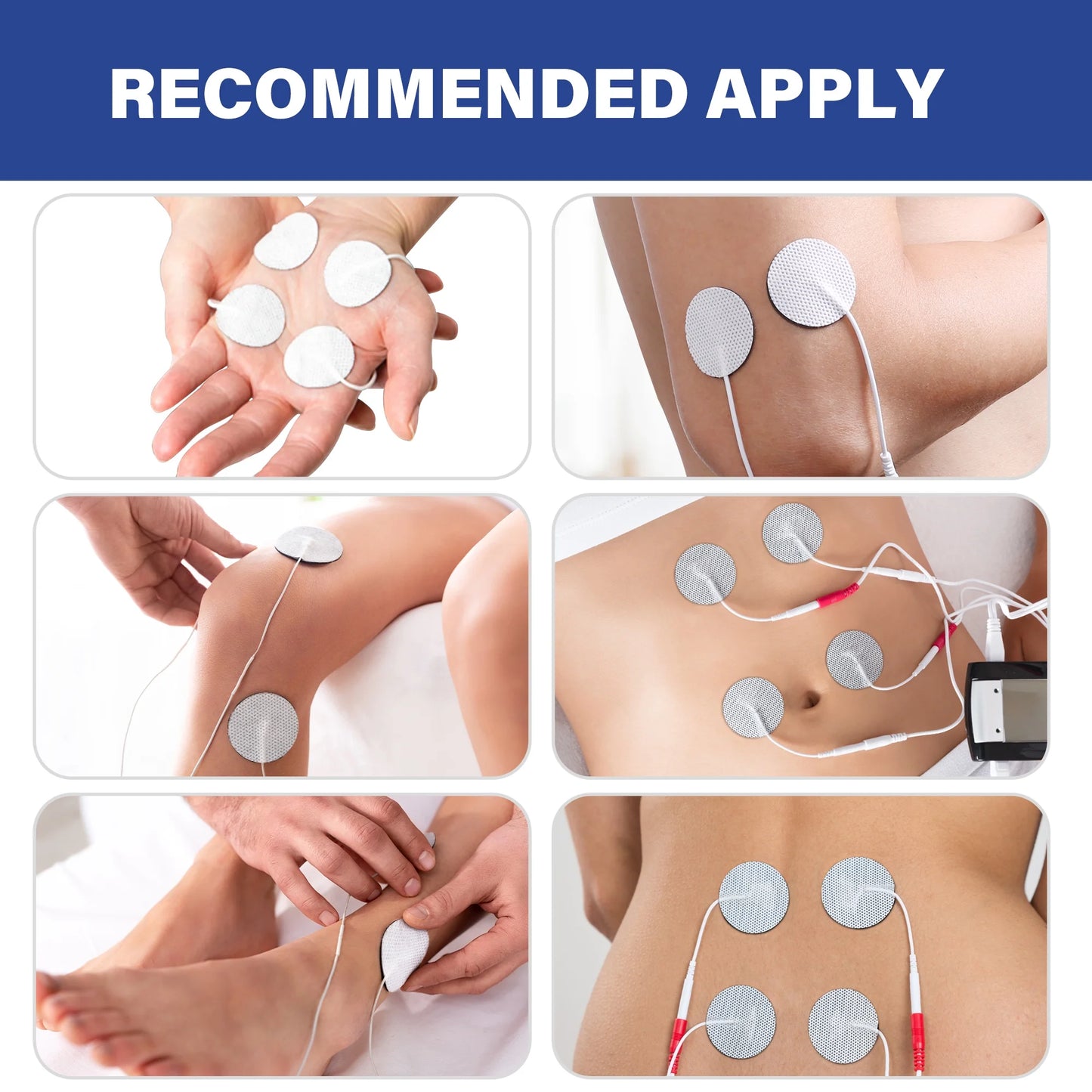LotFancy TENS Unit Electrode Pads, 40Pcs 1.25" Round Reusable Electrodes Pads for EMS Muscle Stimulator