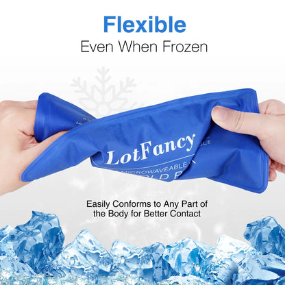 LotFancy Ice Packs for Injuries, 2 Reusable Hot Cold Packs( 11x5 in) w/Adjustable Wrap for First Aid
