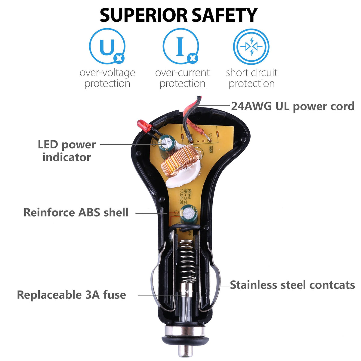 LotFancy Car Charger for Streamlight Flashlight Rechargeables, Black, # 22051