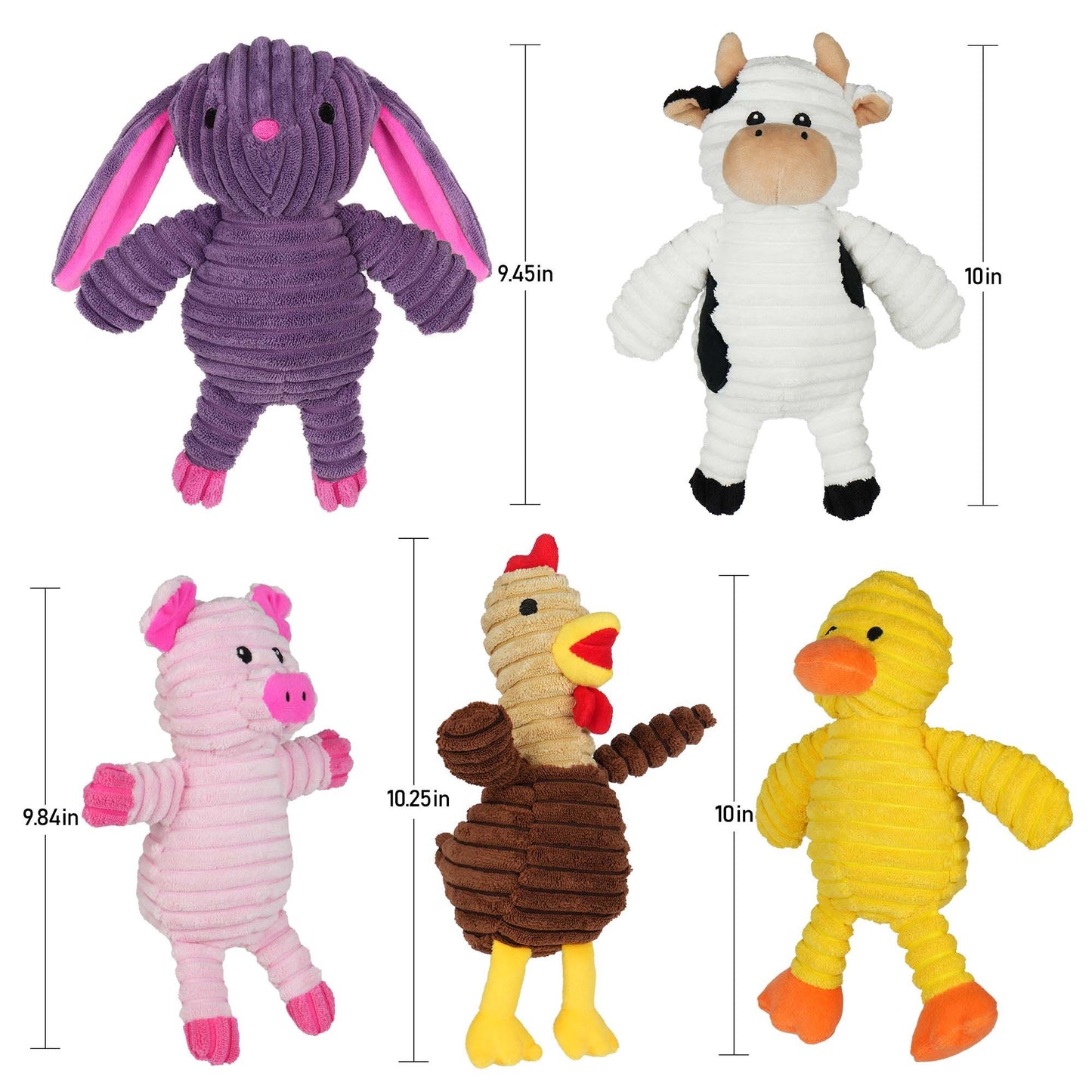 Prime Pets Dog Toys, 5 Pack, Squeaky Plush Dog Chew Toys Gift for Small Medium Large Dogs, Puppy