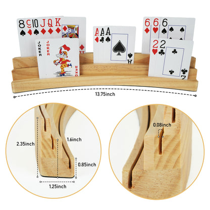 LotFancy Playing Card Holders for Kids Adults Seniors, 3 Tiers, Hands Free Curved Wooden Card Holder for Family Card Game Night, Canasta, Bridge, Poker Parties PMT