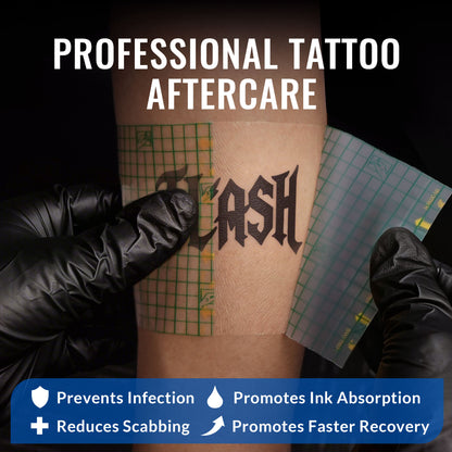 LotFancy Tattoo Aftercare Bandage, 10” x 2 yd Roll, Waterproof Tattoo Wrap for Healing New Tattoos & Wound Care, Latex-free, Sterile, Clear Adhesive Cover Tape for Faster Skin Healing