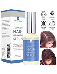 Hair Growth Serum For Thicker Longer Fuller Healthier Hair, Prevent Hair Loss & Thinning, All Natural Vitamin Rich Treatment, Women & Men, All Hair Types