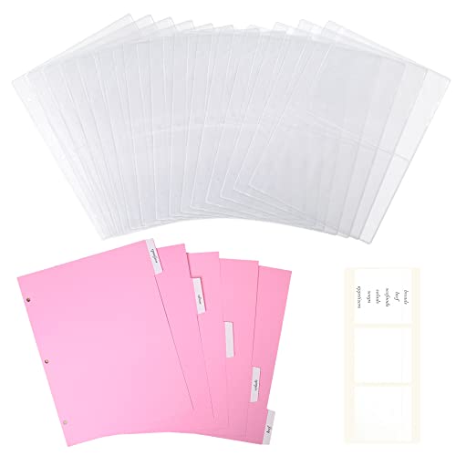 LotFancy 15 Recipe Cards Protectors and 5 Dividers, 18 Labels, Recipe Binder Refills, Durable Sheet Sleeves and Tabbed Dividers, 2 Slots per Page