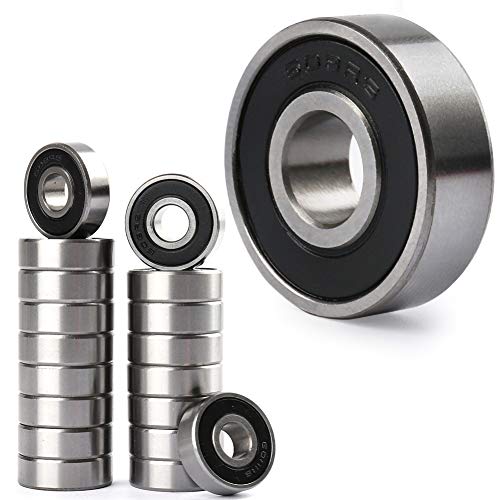 LotFancy Deep-Groove Ball Bearings, 18 Pcs Double Rubber Sealed Roller, Sealed Deep Groove Skate Bearings, (608-2RS, 8mm x 22mm x 7mm), for Longboards, Scooters, Inline Skates, Roller Skates