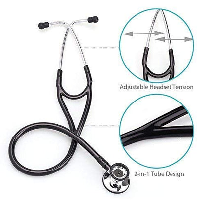 Cardiology Stethoscope, LotFancy Dual Head Stethoscope with Hard Case, Stainless Steel Chestpiece