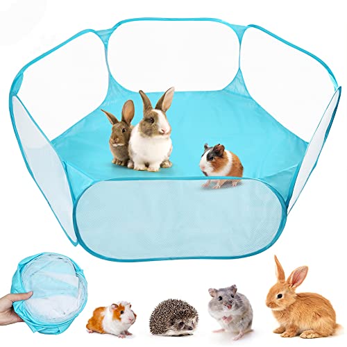 Prime Pets Small Animal Playpen, Pet Playpen Hamster Cage Indoor Pop Open Exercise Fence, Guinea Pig Cage Tent Waterproof Breathable, Yard Fence for Rabbits, Upgraded Thicken Mesh