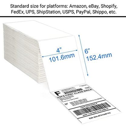 LotFancy 4" x 6" Direct Thermal Labels White Perforated Shipping Labels