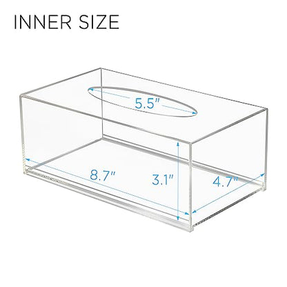 LotFancy Acrylic Tissue Box, Clear Dryer Sheet Holder, Facial Tissue Dispenser Box Covers Rectangular, Napkin Organizer for Bathroom, Kitchen, Counter, Office Desk