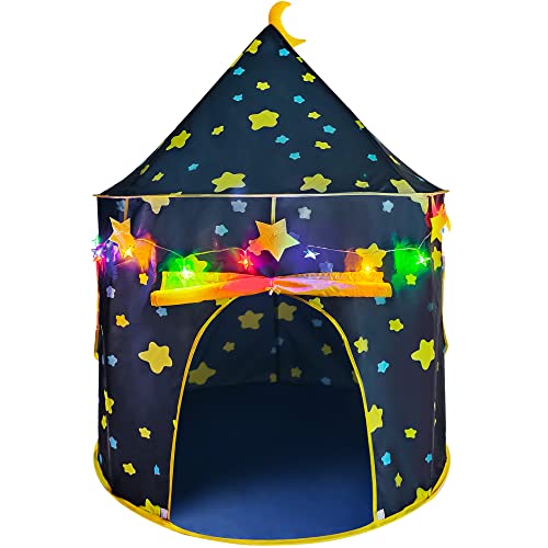 LotFancy Play Tent with Star Lights and Storage Carrying Bag, Pop Up Play Tent House for Kids Toddlers, Indoor and Outdoor Use, Foldable, Portable