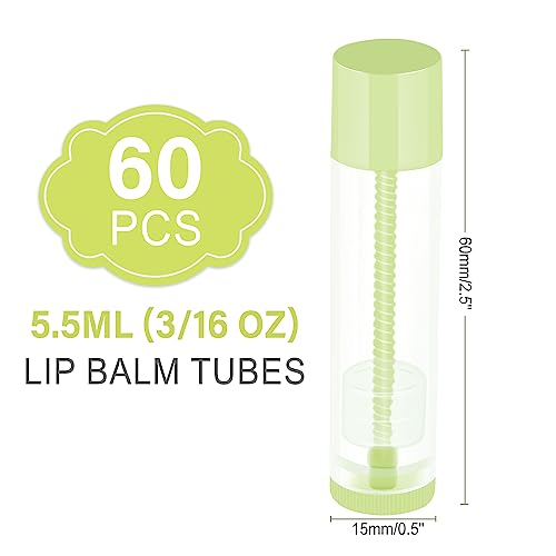 LotFancy 60 Lip Balm tubes Empty, 5.5ml (3/16 Oz) Lip Balm Container Tubes with White Caps, BPA Free & Leak Free, Refillable