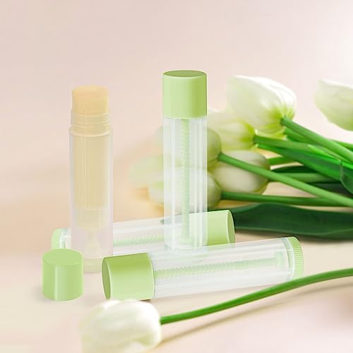 LotFancy 60 Lip Balm tubes Empty, 5.5ml (3/16 Oz) Lip Balm Container Tubes with White Caps, BPA Free & Leak Free, Refillable