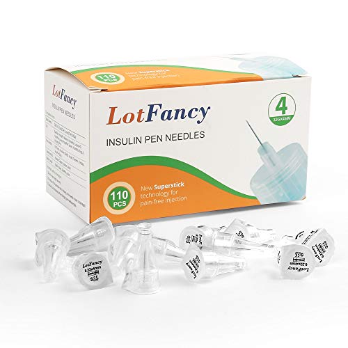 LotFancy Insulin Pen Needles, Pack of 110, 4mm x 32G (5/32”), Diabetic Pen Needles for Insulin Injections