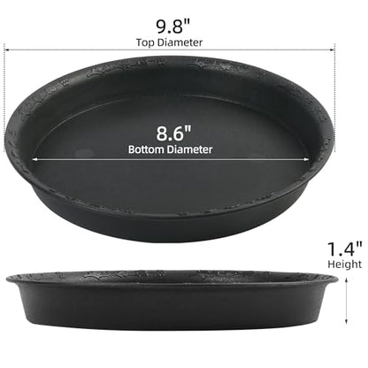 LotFancy Plant Saucer, 9 Inch of 3 Pack, Black Plastic Plant Trays, Durable Pot Saucer Drip Tray for Indoor Outdoor, Flower Drainage Pot Base