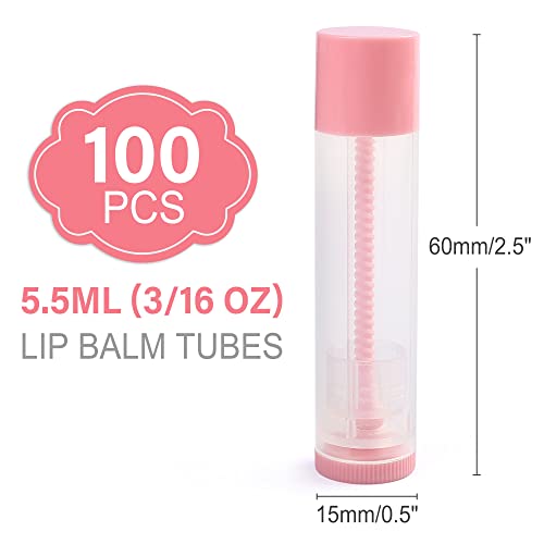 LotFancy 60 Lip Balm tubes Empty, 5.5ml (3/16 Oz) Lip Balm Container Tubes with White Caps, BPA Free & Leak Free, Refillable