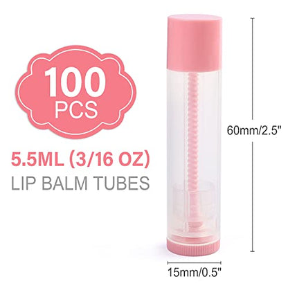 LotFancy 60 Lip Balm tubes Empty, 5.5ml (3/16 Oz) Lip Balm Container Tubes with White Caps, BPA Free & Leak Free, Refillable