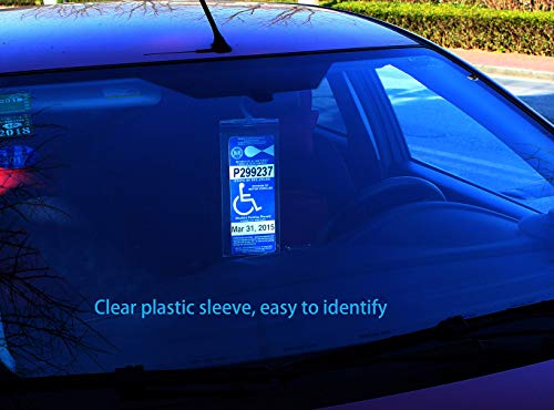 LotFancy Handicap Placard Holder for Auto, Pack of 3, Disabled Parking Permit Sign Holder with Larger Hook
