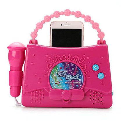 LotFancy Karaoke Machine for Kids - Portable Mini Singing Music Player for Girls - Sing Along Boombox with Microphone, AUX Cable and Battery Included, Connect to MP3 Player, iPod, iPhone